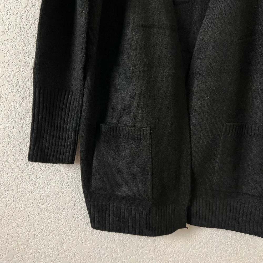NWT Cielo Knit Open Front Cardigan Women's Size Medium Black Long Sleeve Sweater